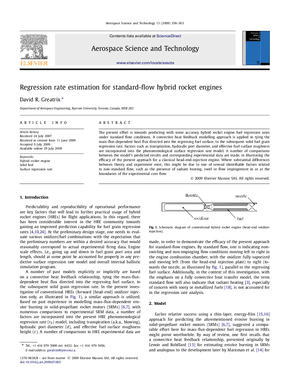 Regression rate estimation for standard-flow hybrid rocket engines