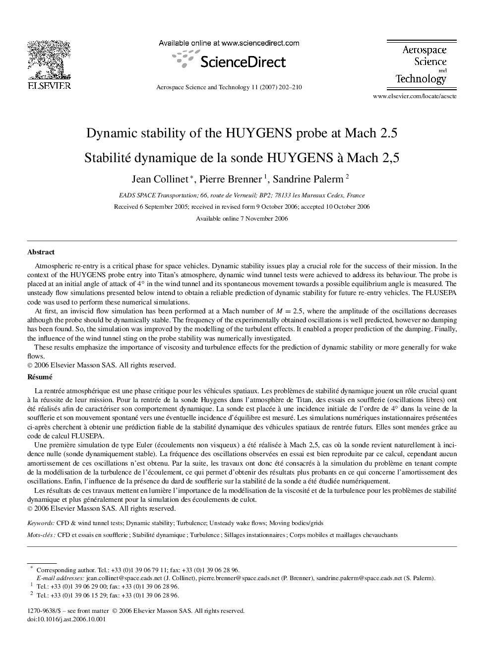 Dynamic stability of the HUYGENS probe at Mach 2.5