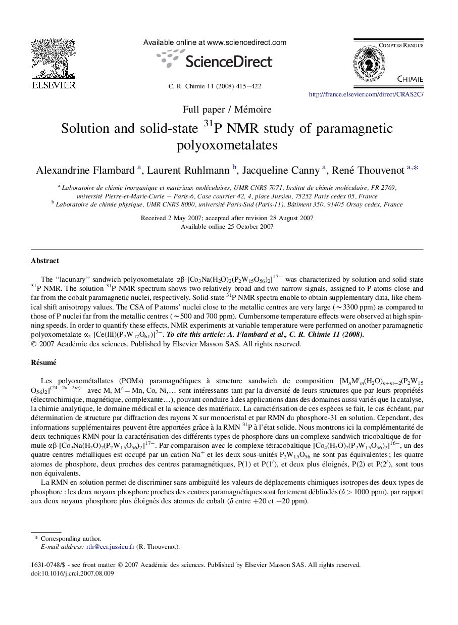 Solution and solid-state 31P NMR study of paramagnetic polyoxometalates