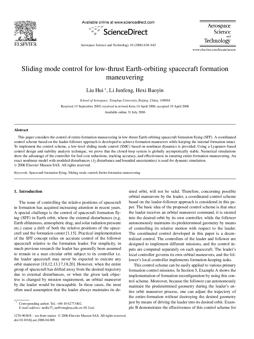 Sliding mode control for low-thrust Earth-orbiting spacecraft formation maneuvering