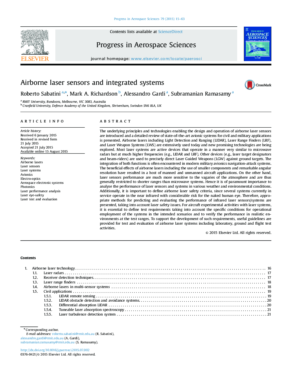 Airborne laser sensors and integrated systems