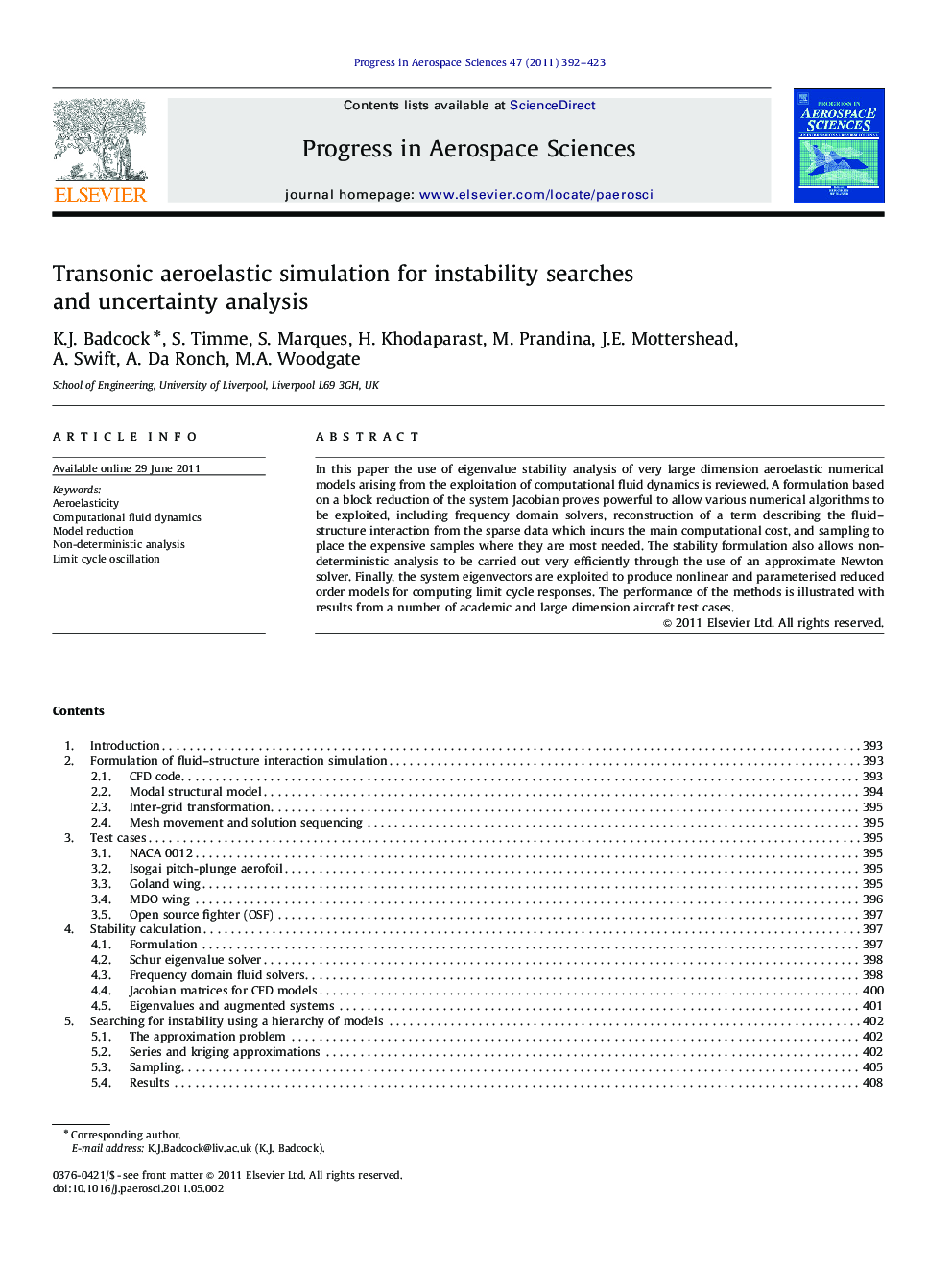 Transonic aeroelastic simulation for instability searches and uncertainty analysis