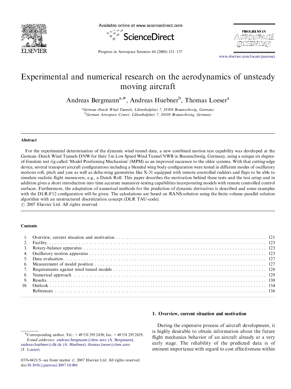 عکس صفحه اول مقاله: Experimental and numerical research on the aerodynamics of unsteady moving aircraft Experimental and numerical research on the aerodynamics of unsteady moving aircraft