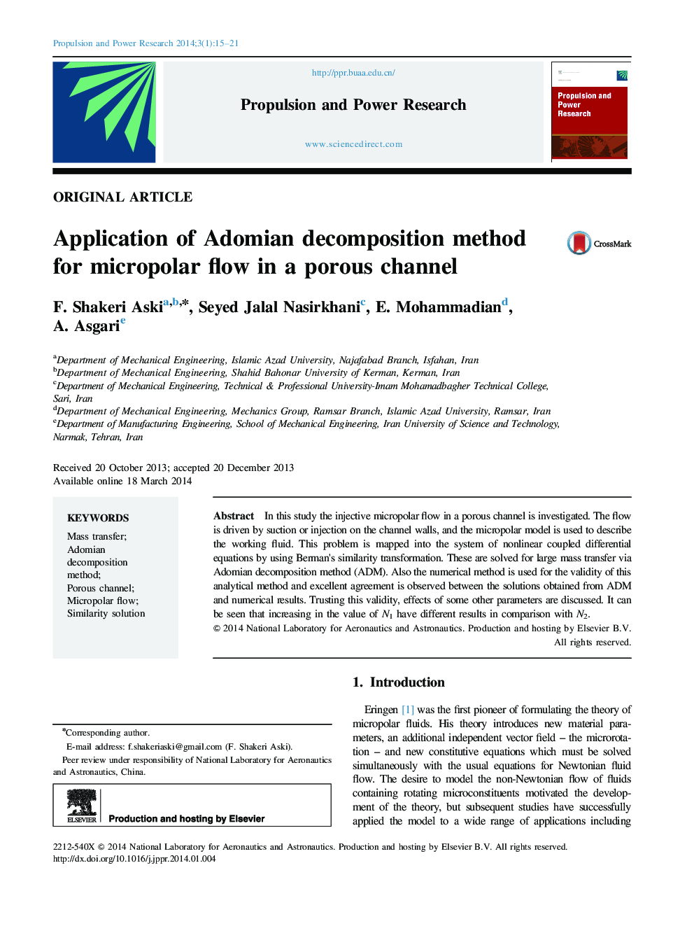 Application of Adomian decomposition method for micropolar flow in a porous channel 