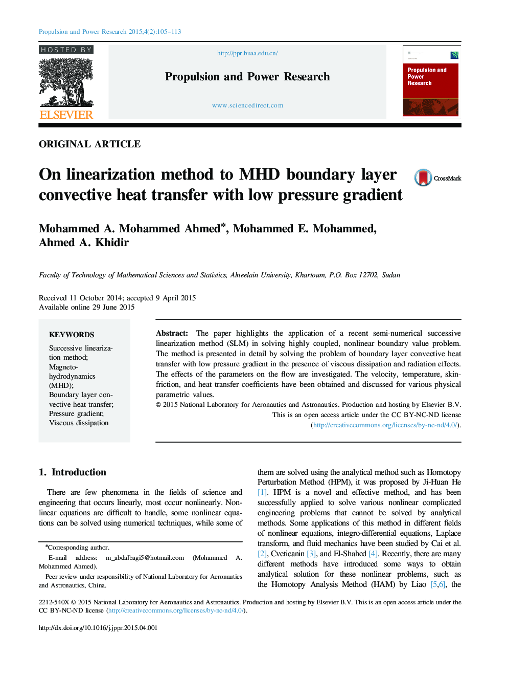 On linearization method to MHD boundary layer convective heat transfer with low pressure gradient 