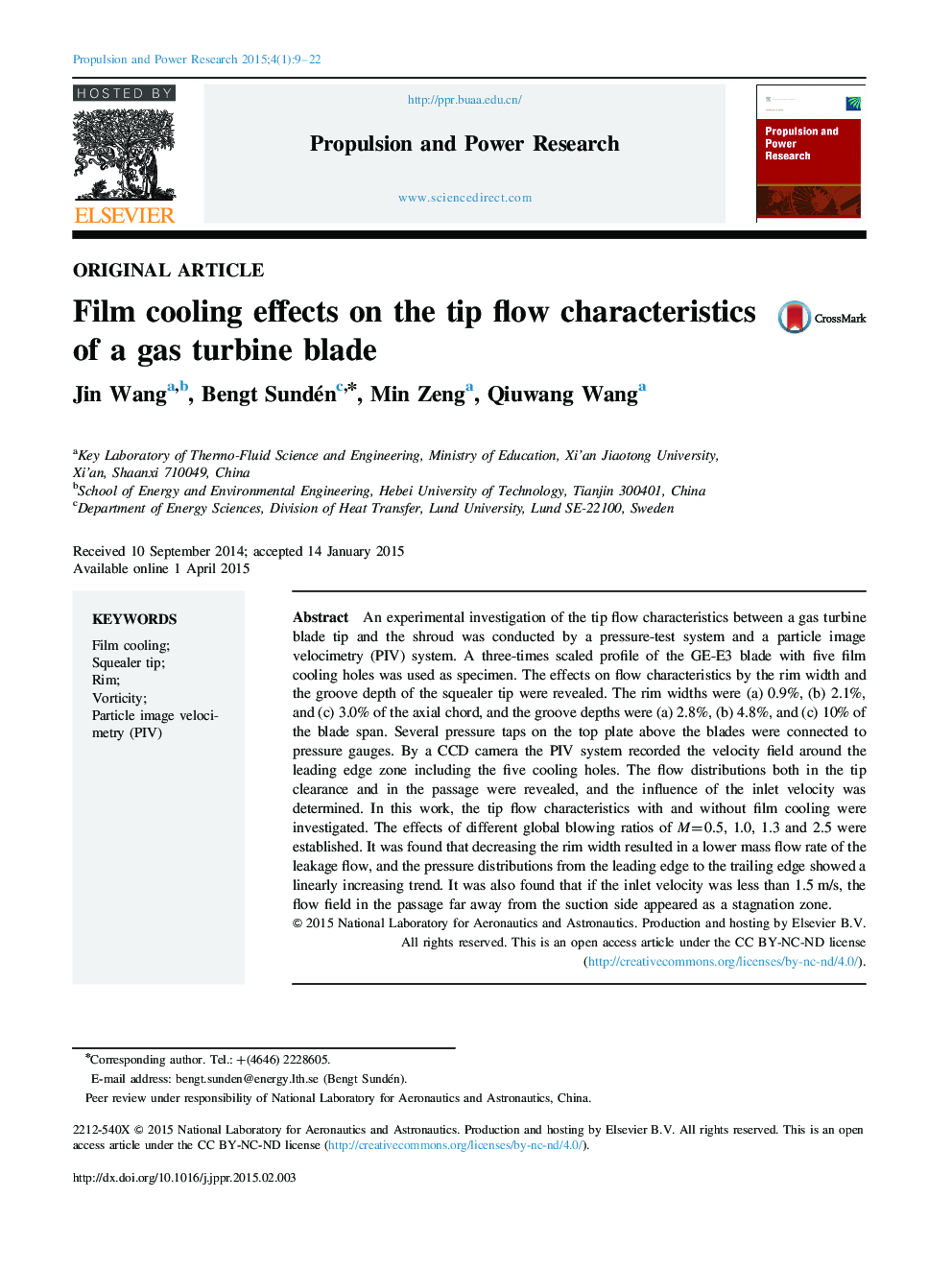 Film cooling effects on the tip flow characteristics of a gas turbine blade