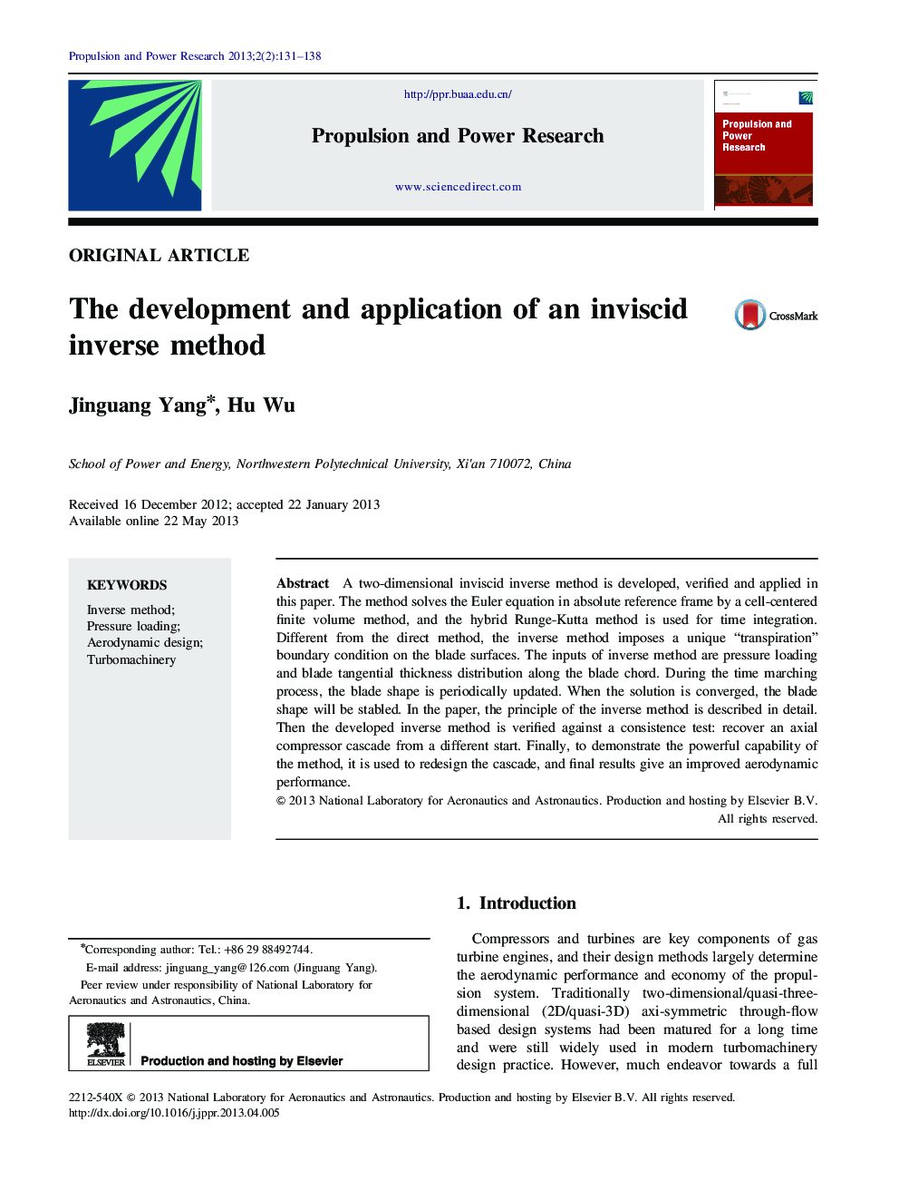 The development and application of an inviscid inverse method 