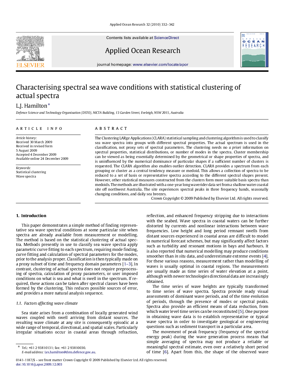 Characterising spectral sea wave conditions with statistical clustering of actual spectra