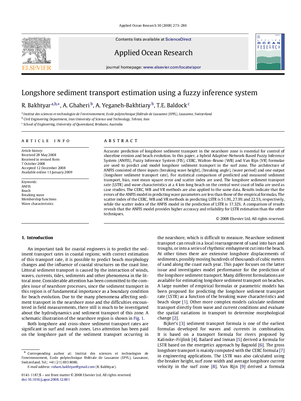 Longshore sediment transport estimation using a fuzzy inference system