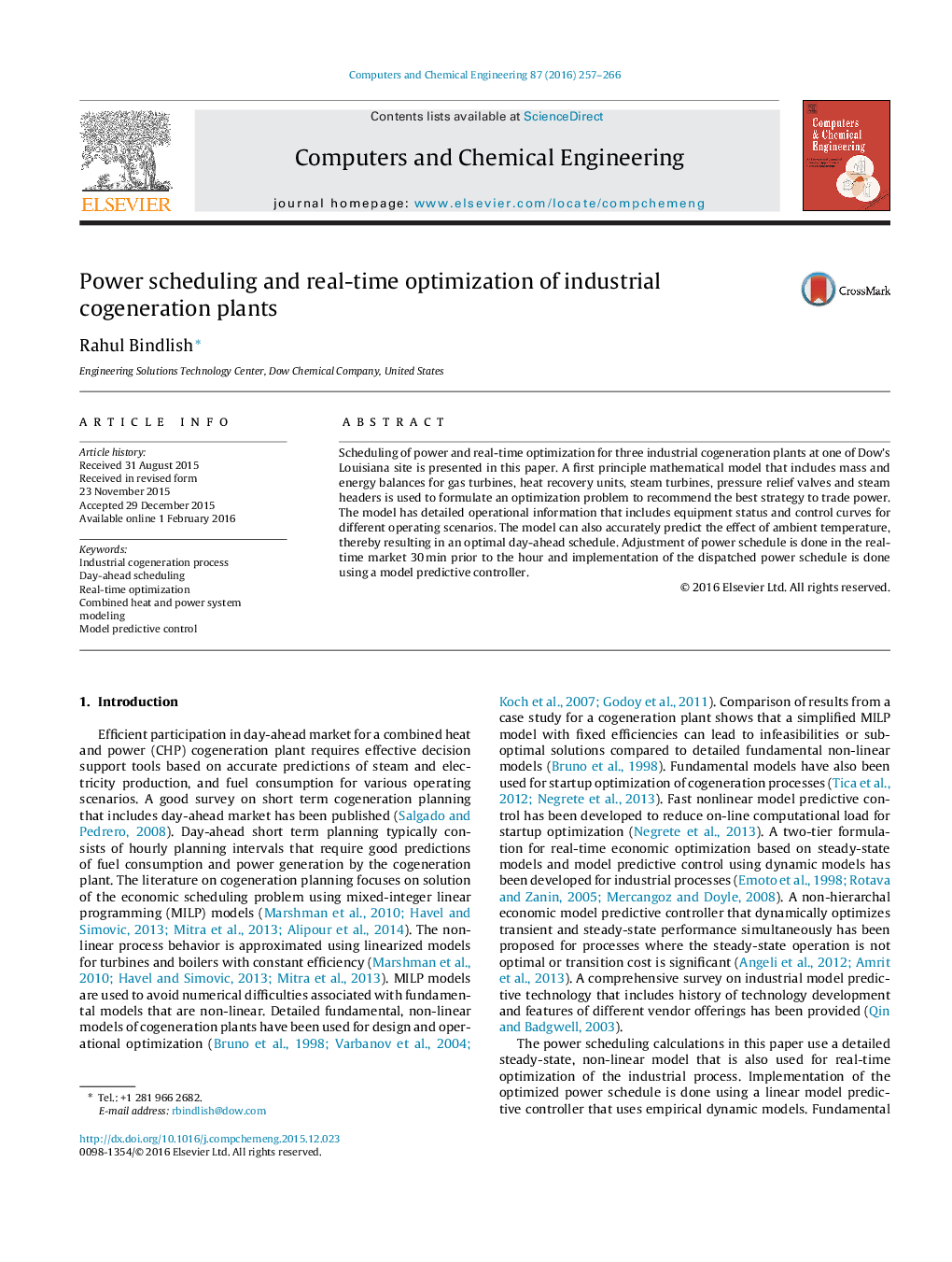 Power scheduling and real-time optimization of industrial cogeneration plants