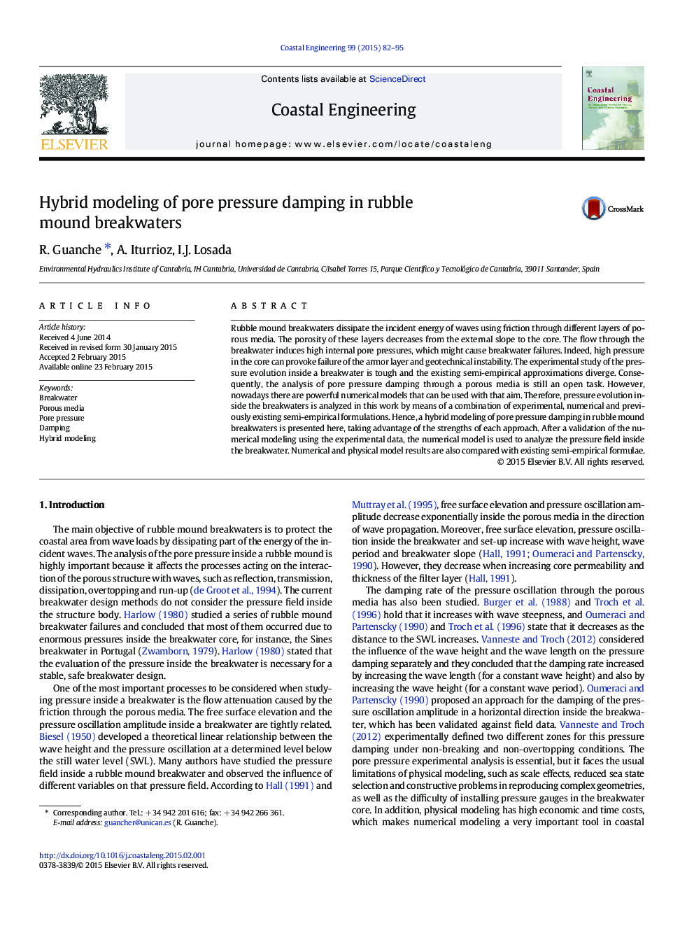 Hybrid modeling of pore pressure damping in rubble mound breakwaters