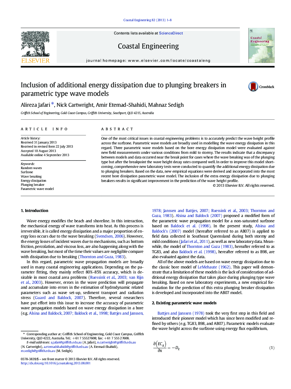 Inclusion of additional energy dissipation due to plunging breakers in parametric type wave models