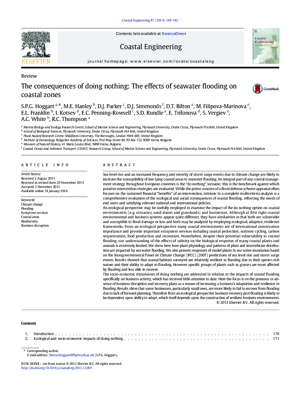 The consequences of doing nothing: The effects of seawater flooding on coastal zones