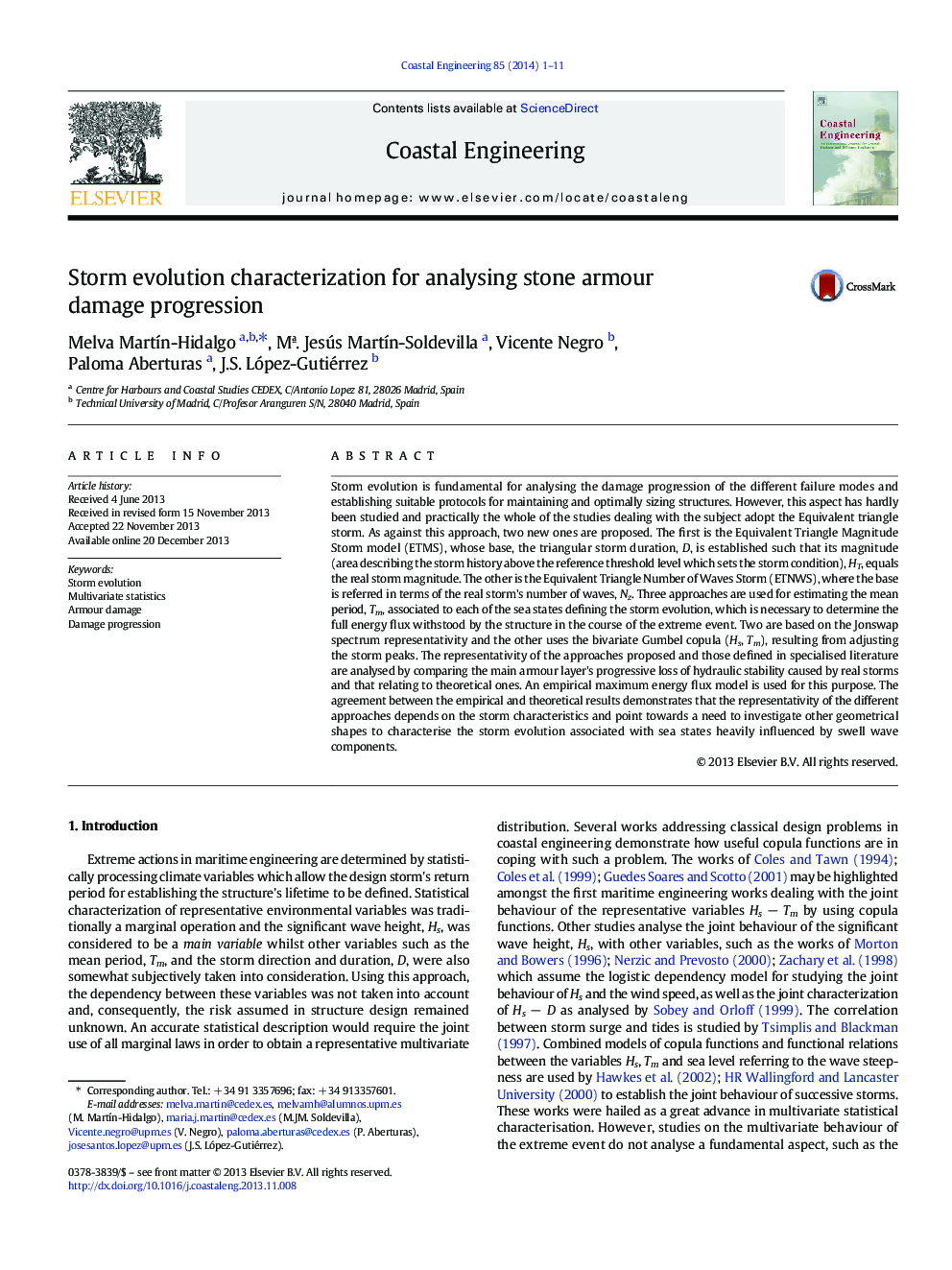 Storm evolution characterization for analysing stone armour damage progression