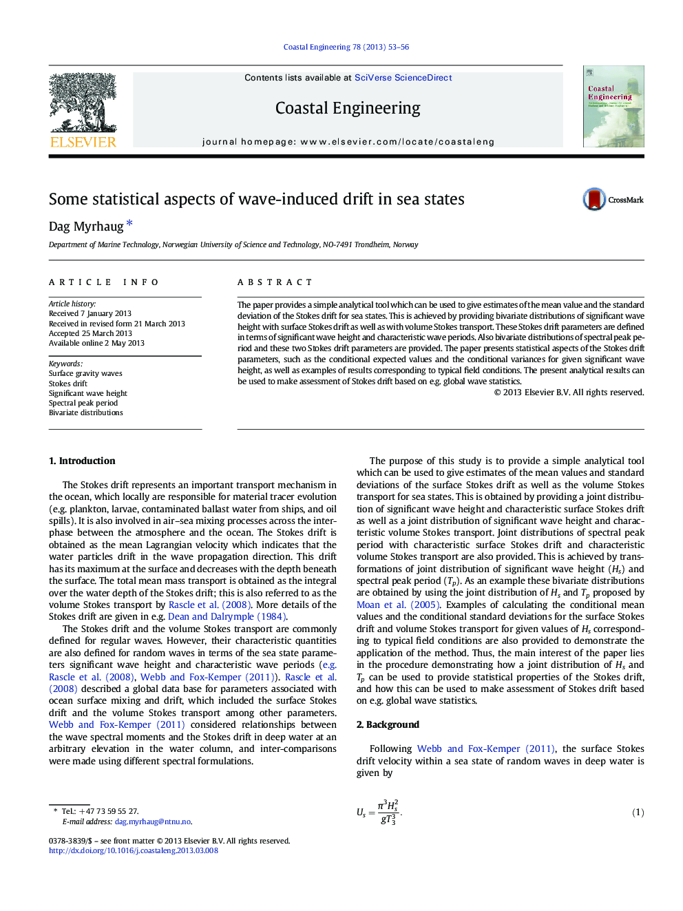 Some statistical aspects of wave-induced drift in sea states