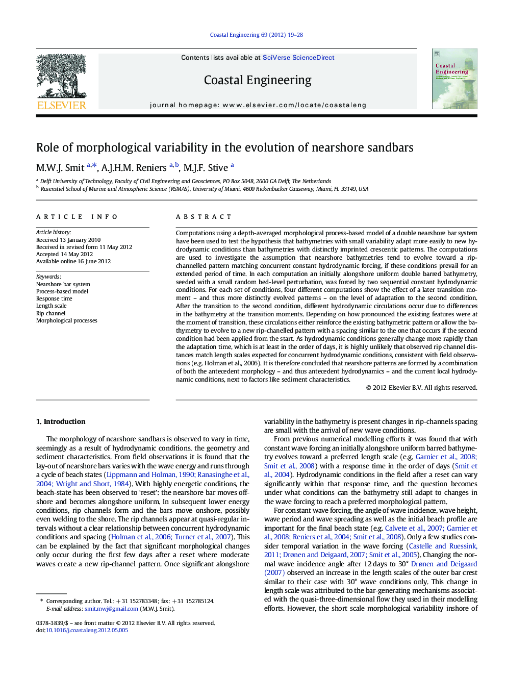Role of morphological variability in the evolution of nearshore sandbars