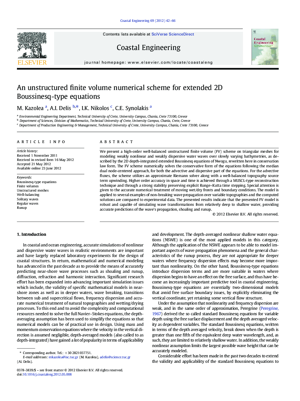 An unstructured finite volume numerical scheme for extended 2D Boussinesq-type equations