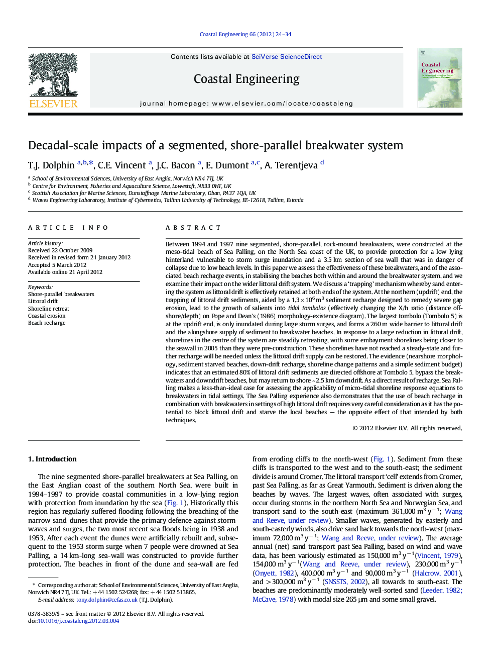 Decadal-scale impacts of a segmented, shore-parallel breakwater system