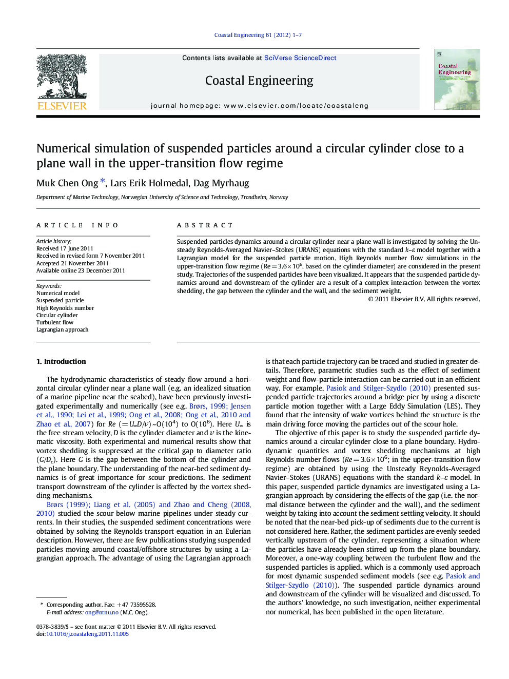 Numerical simulation of suspended particles around a circular cylinder close to a plane wall in the upper-transition flow regime