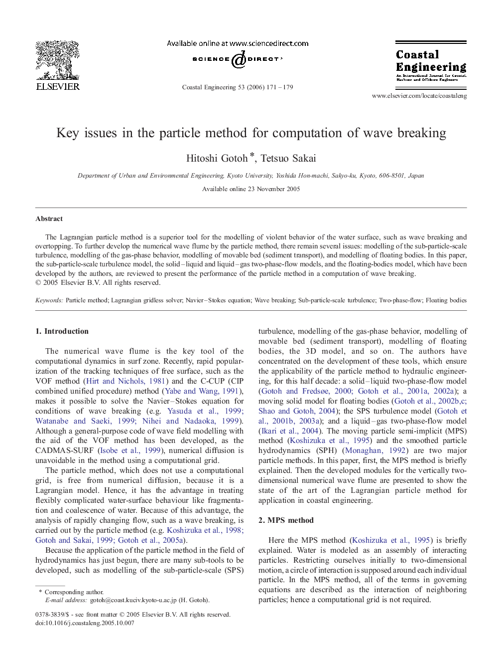 Key issues in the particle method for computation of wave breaking