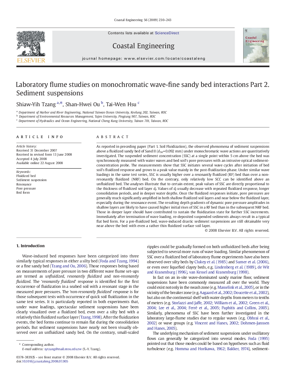 Laboratory flume studies on monochromatic wave-fine sandy bed interactions Part 2. Sediment suspensions