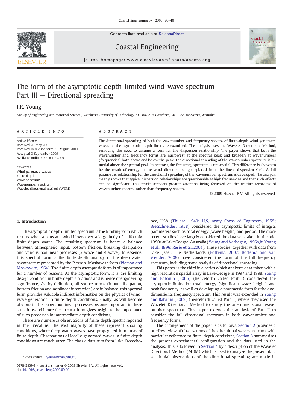 The form of the asymptotic depth-limited wind-wave spectrum: Part III — Directional spreading