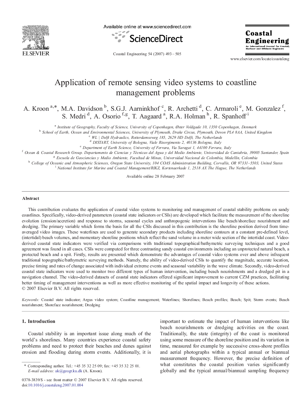 Application of remote sensing video systems to coastline management problems