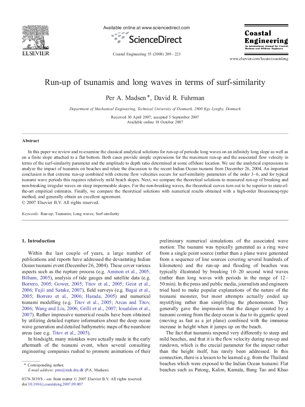 Run-up of tsunamis and long waves in terms of surf-similarity