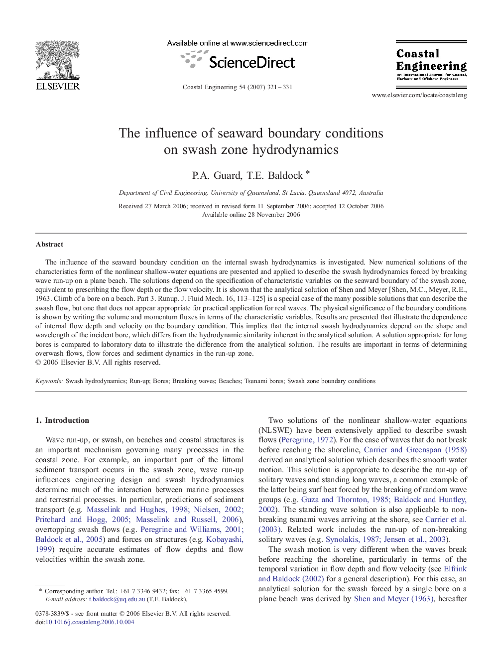 The influence of seaward boundary conditions on swash zone hydrodynamics