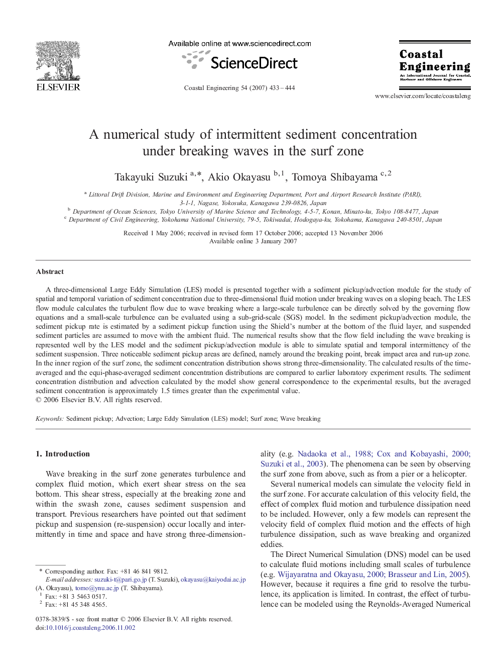 A numerical study of intermittent sediment concentration under breaking waves in the surf zone