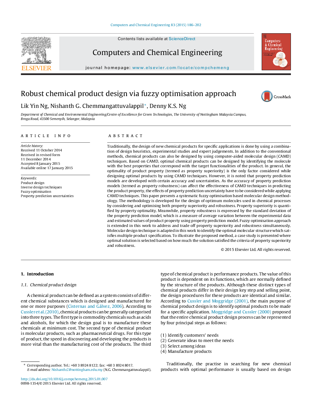 Robust chemical product design via fuzzy optimisation approach