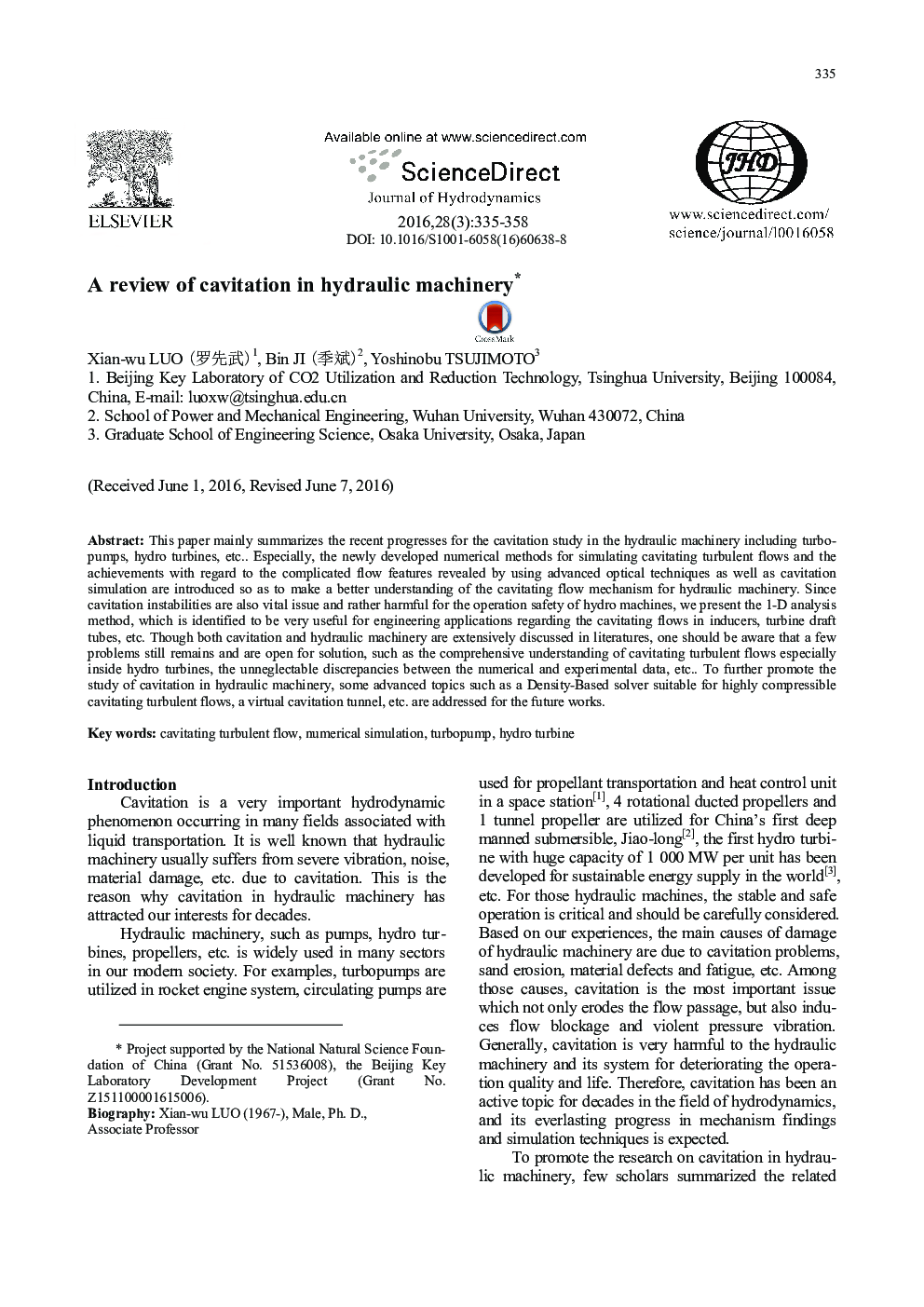 A review of cavitation in hydraulic machinery 