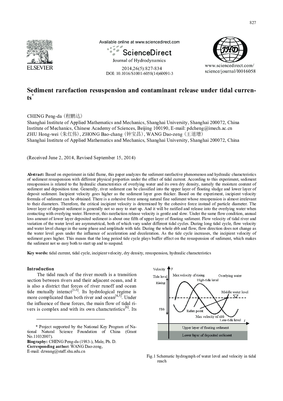 Sediment rarefaction resuspension and contaminant release under tidal curren- ts