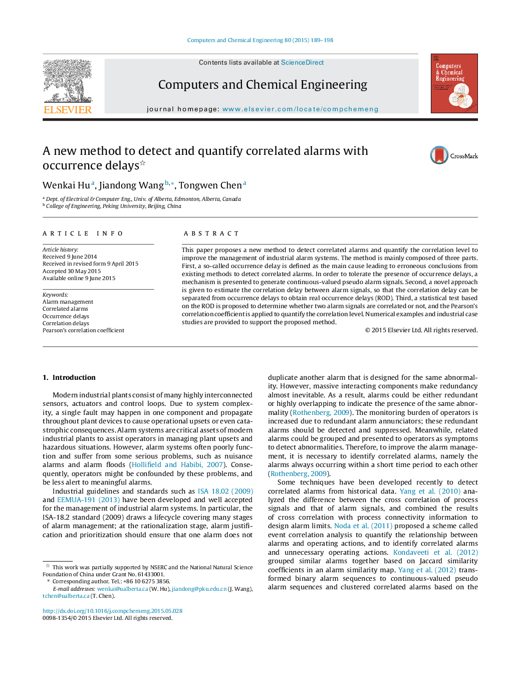 A new method to detect and quantify correlated alarms with occurrence delays 