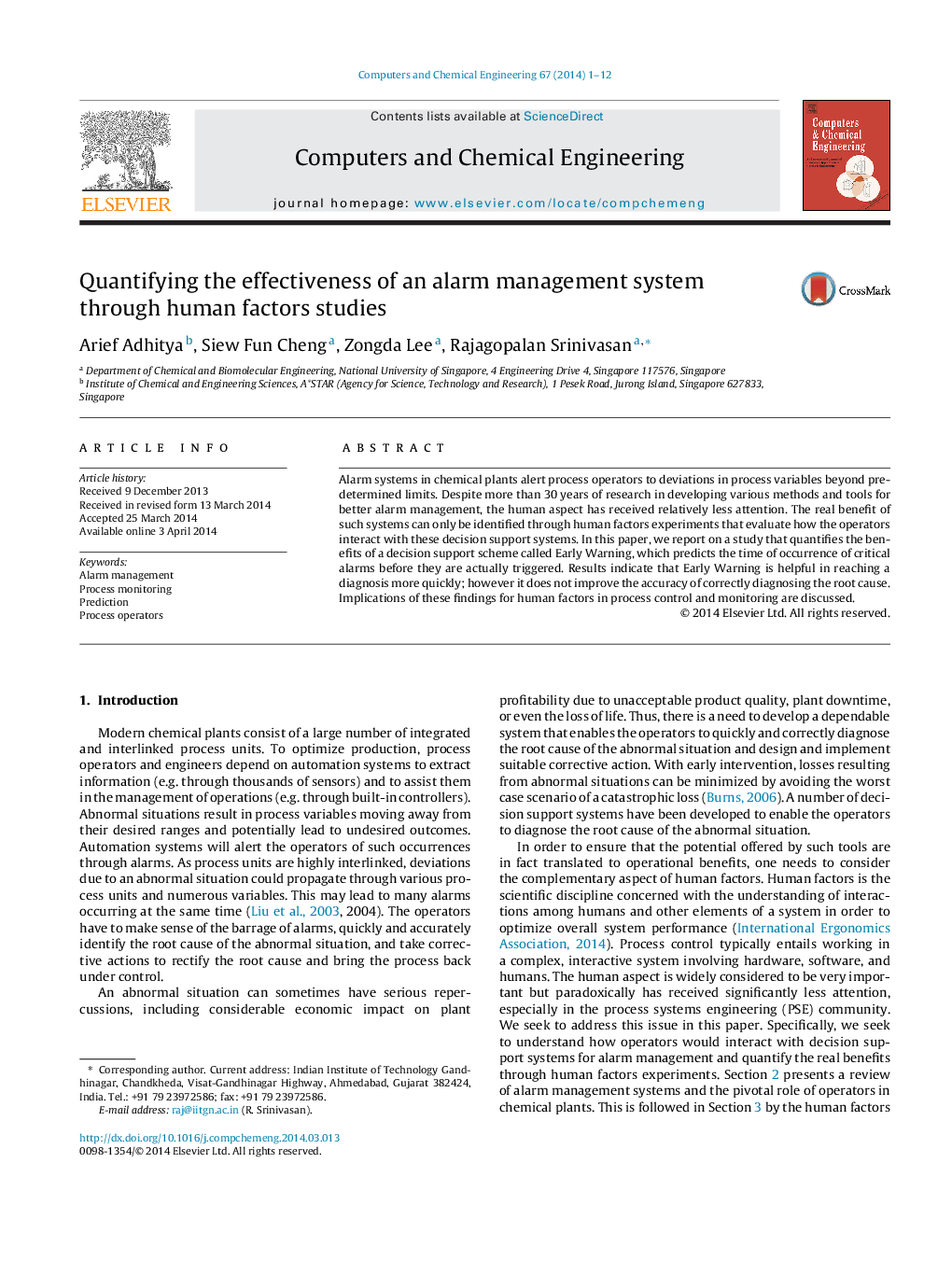 Quantifying the effectiveness of an alarm management system through human factors studies