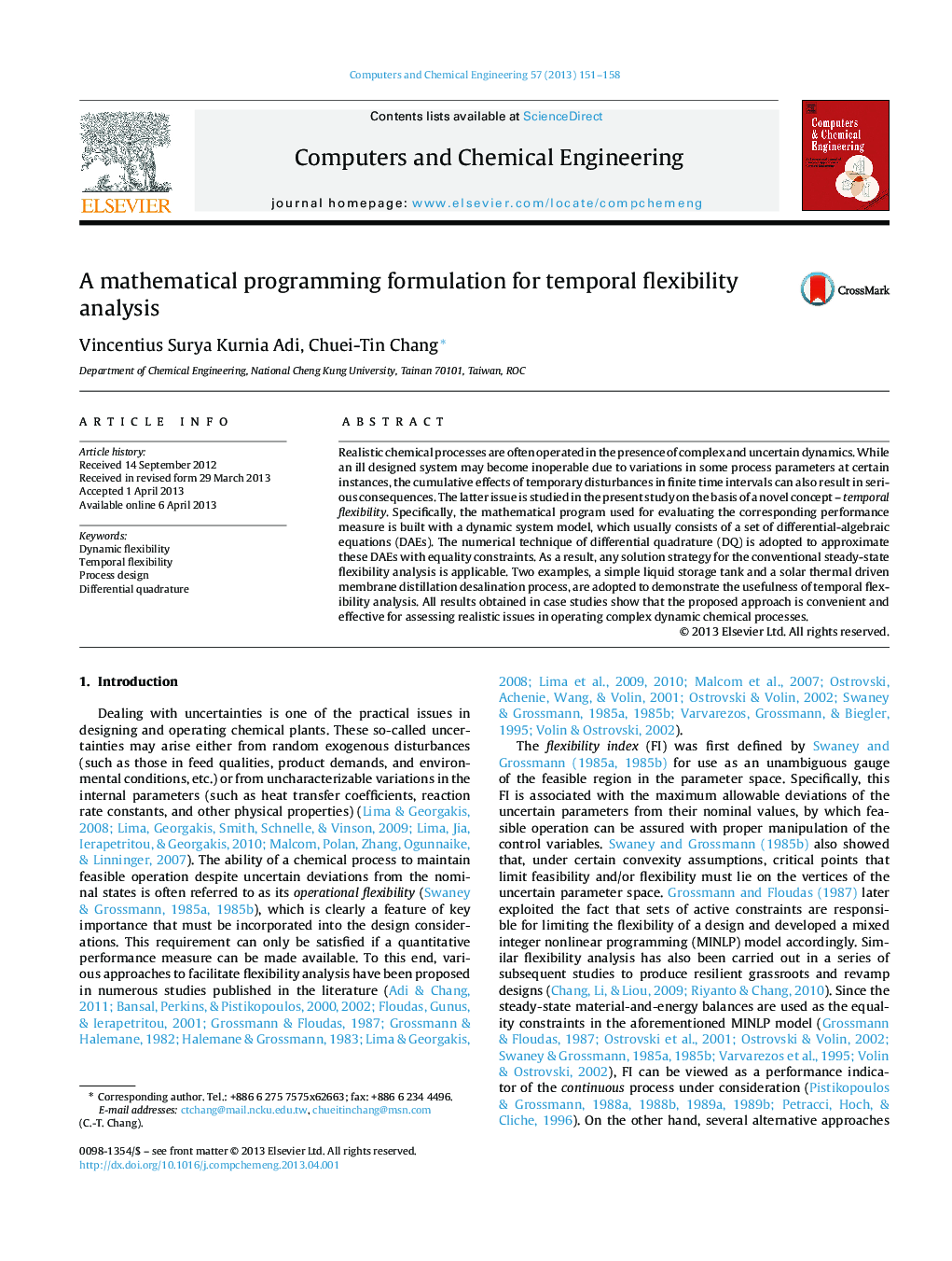 A mathematical programming formulation for temporal flexibility analysis