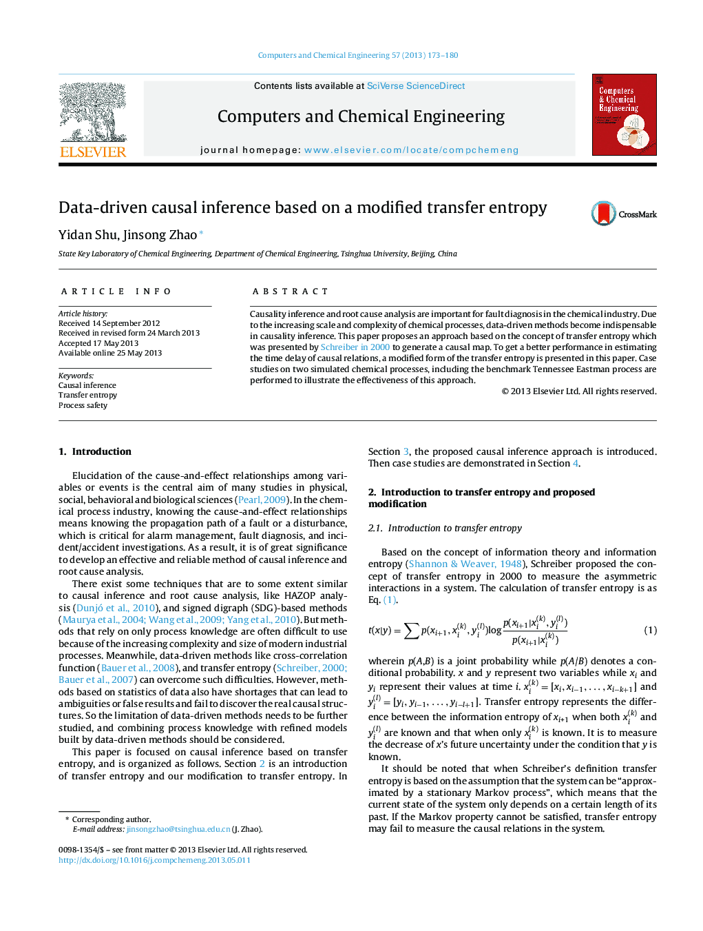 Data-driven causal inference based on a modified transfer entropy