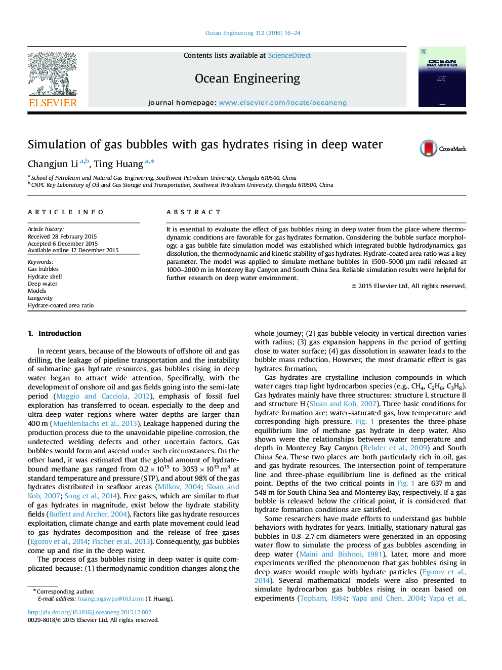 Simulation of gas bubbles with gas hydrates rising in deep water