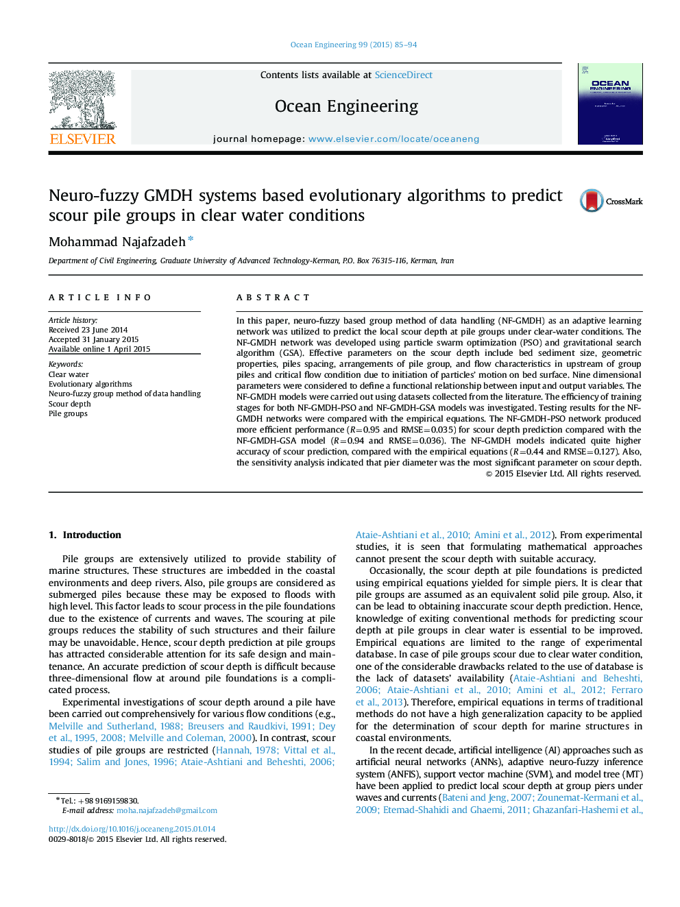 Neuro-fuzzy GMDH systems based evolutionary algorithms to predict scour pile groups in clear water conditions