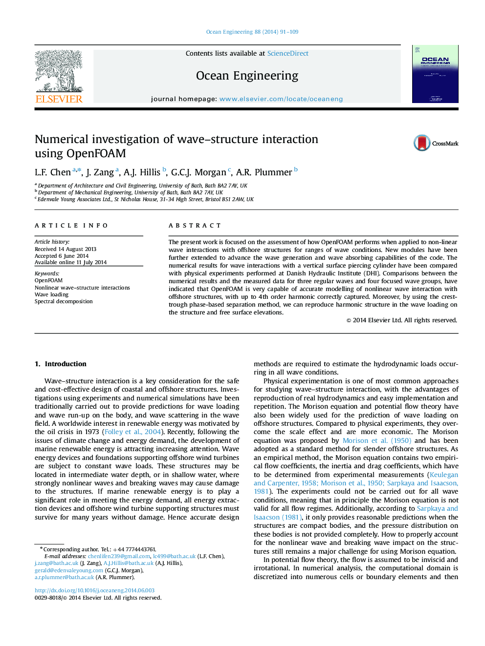 Numerical investigation of wave-structure interaction using OpenFOAM