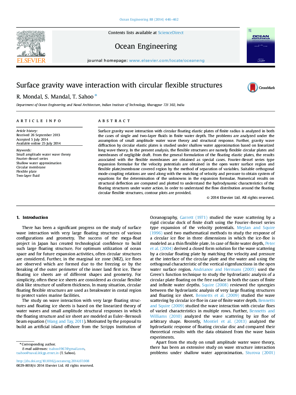 Surface gravity wave interaction with circular flexible structures