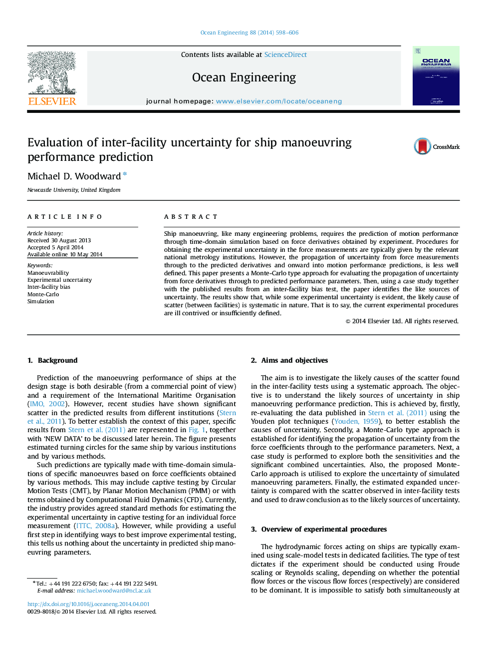 Evaluation of inter-facility uncertainty for ship manoeuvring performance prediction