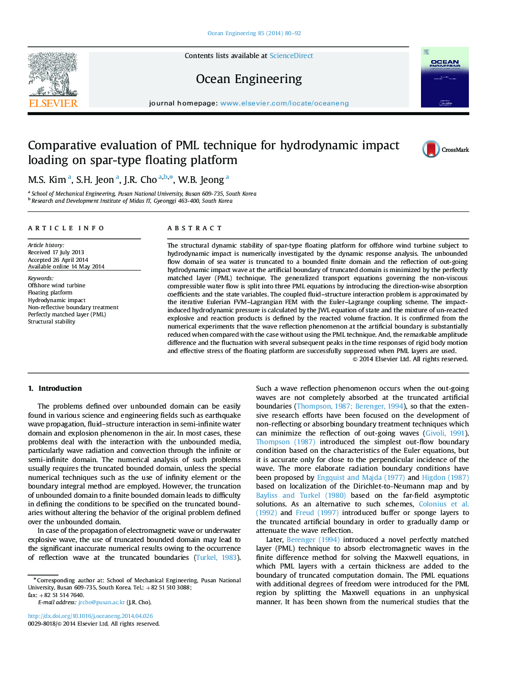 Comparative evaluation of PML technique for hydrodynamic impact loading on spar-type floating platform