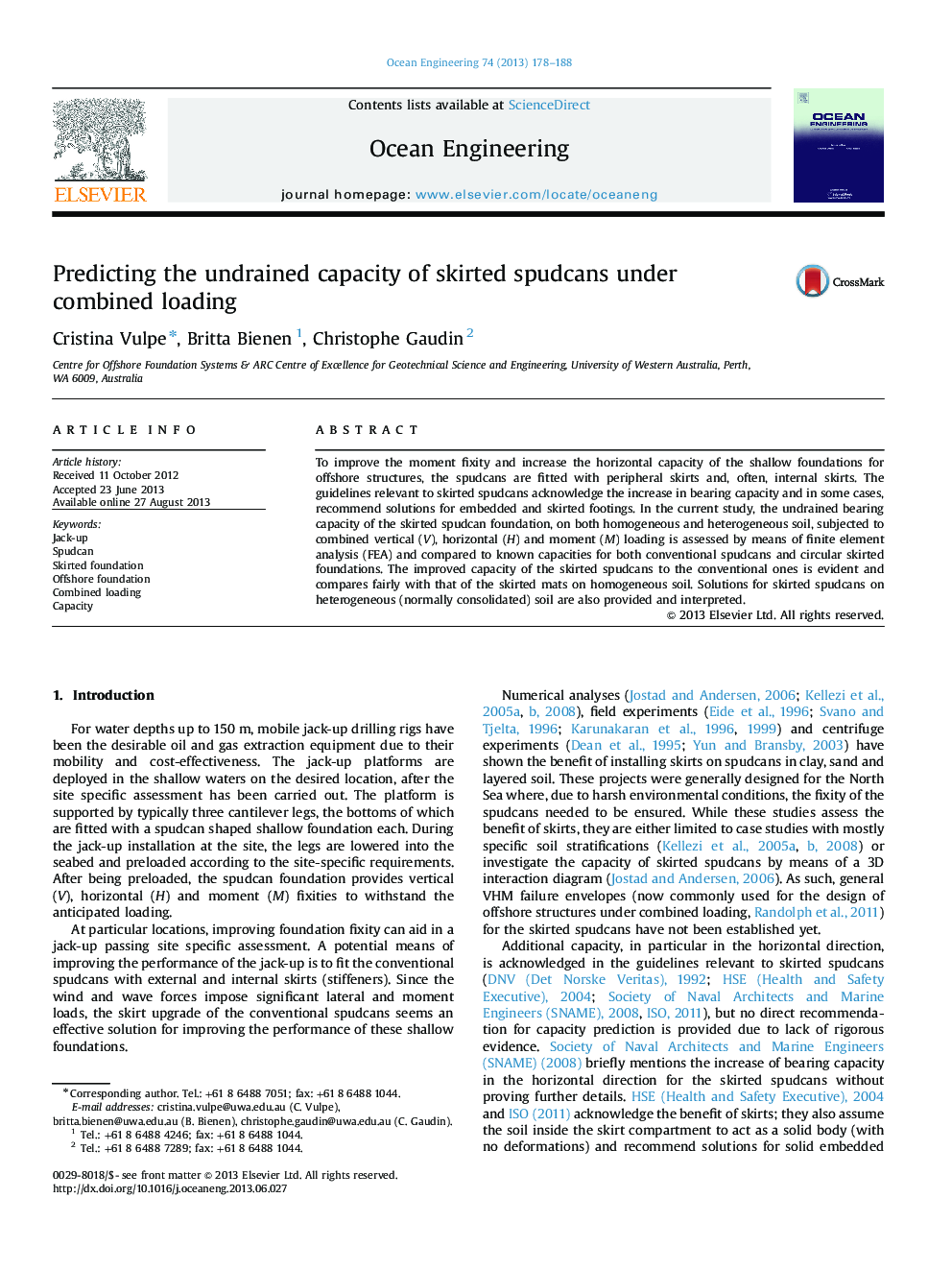 Predicting the undrained capacity of skirted spudcans under combined loading