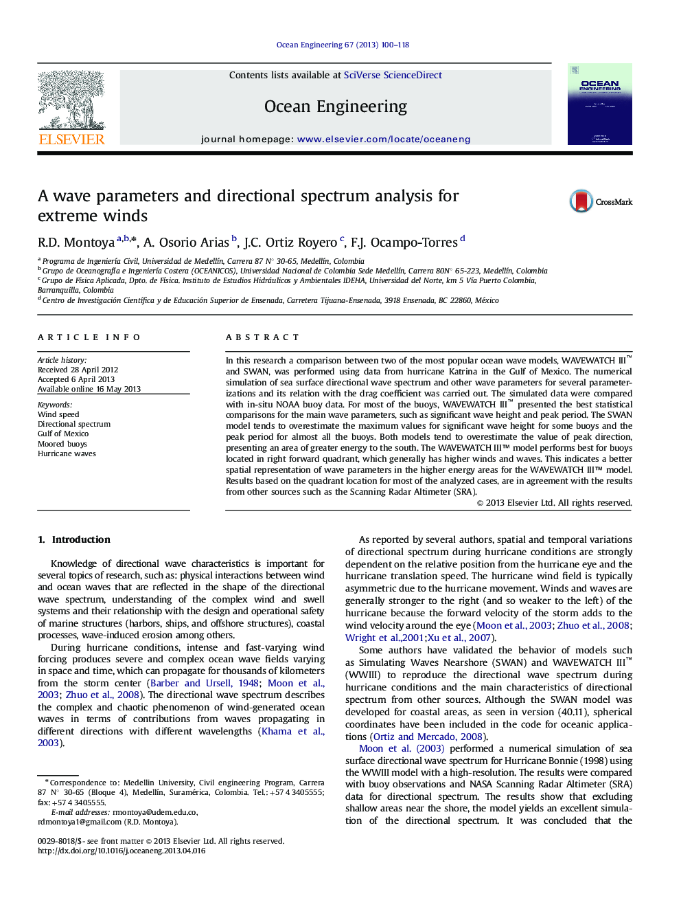 A wave parameters and directional spectrum analysis for extreme winds