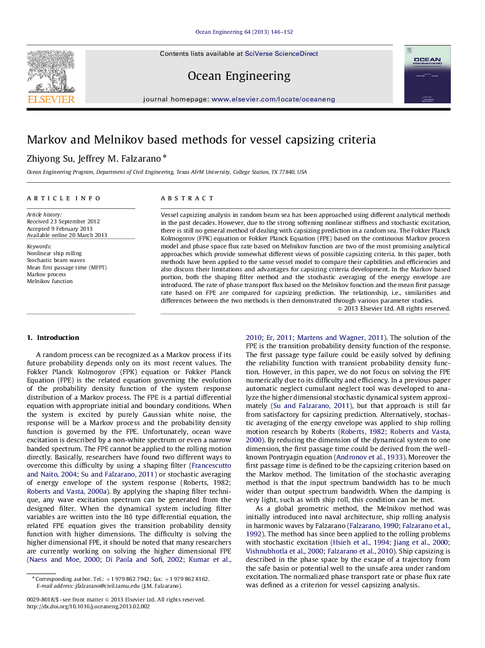 Markov and Melnikov based methods for vessel capsizing criteria