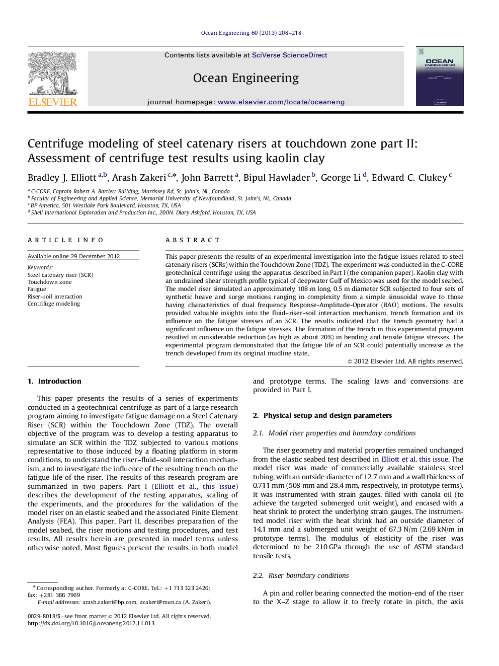 Centrifuge modeling of steel catenary risers at touchdown zone part II: Assessment of centrifuge test results using kaolin clay