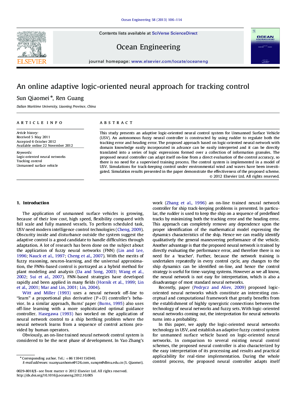 An online adaptive logic-oriented neural approach for tracking control