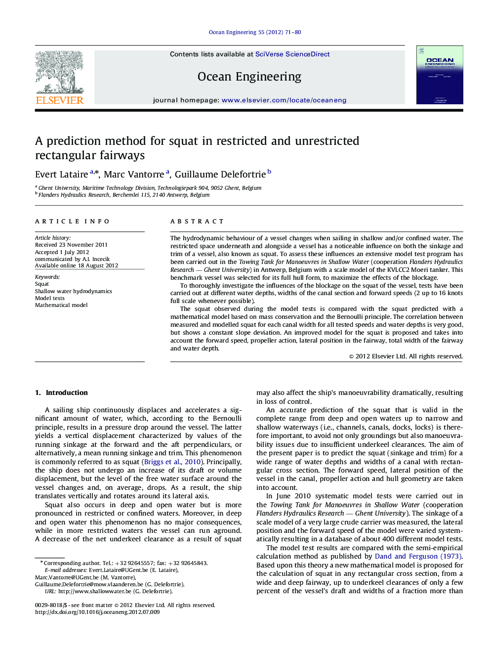 A prediction method for squat in restricted and unrestricted rectangular fairways