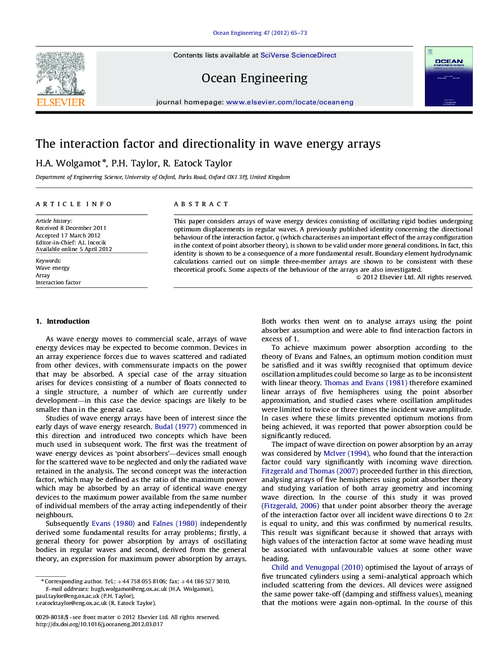 The interaction factor and directionality in wave energy arrays